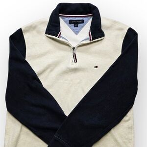 Tommy Hilfiger Preppy Quarter Zip Pullover Fleece Colorblock Men M‎